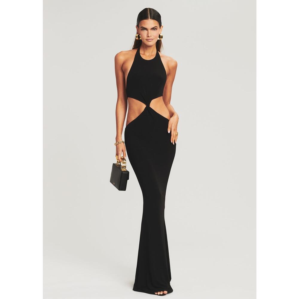 Retrofête Raven Black Cut Out Bodycon Maxi Dress Evening Party Size XL